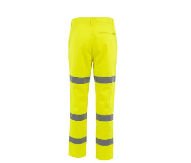 Yellow Hi Vis 3 Band Polycotton Trousers - Regular Leg