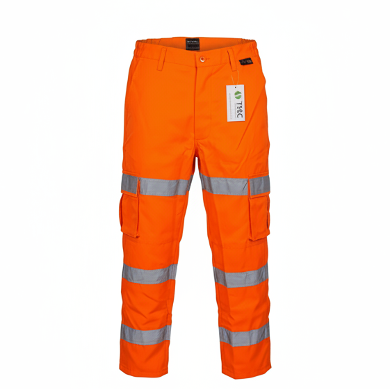 Orange Hi-Vis 3 Band Combat Trouser - Regular Leg