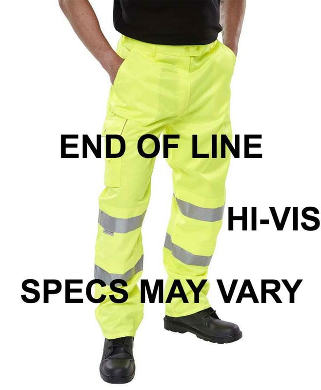 Hi-Vis POLYCOTTON Yellow Spec Trousers - Hi Vis BAND