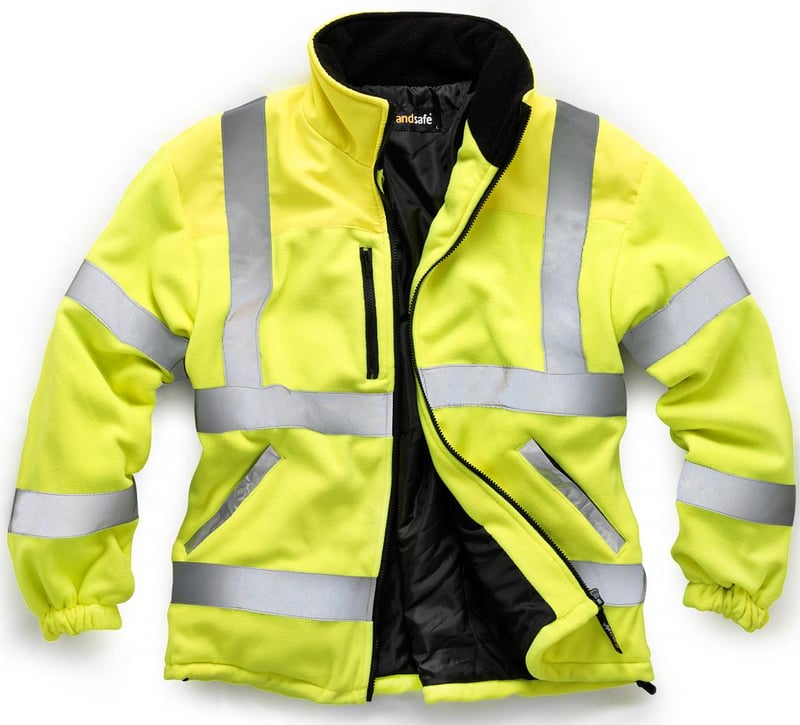 Hi Vis Yellow Zipped Fleece Jacket with Rain Pads on Shoulders & Neck